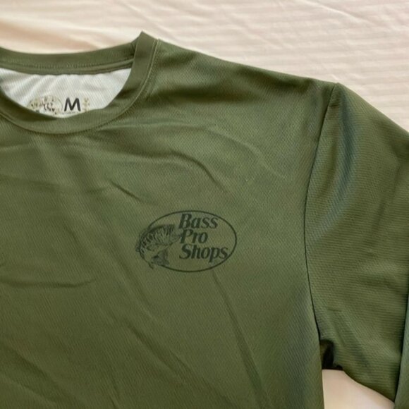 Bass Pro Shops Olive Camo Long Sleeve tech fabric shirt - Picture 2 of 14